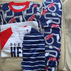 Carters 4 piece fire truck and ambulance pajama set.